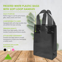 6x3x9 Extra Small Frosted Black Plastic Bags with Handles