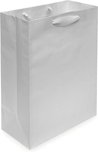 10x5x13 Medium White Paper Bags with Ribbon Handles