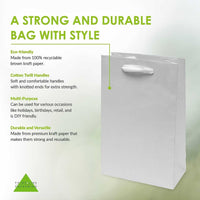 6x3x9 Extra Small White Paper Bags with Ribbon Handles