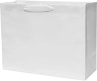 16x6x12 Large White Paper Bags with Ribbon Handles