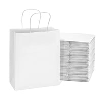 8x4x10 Small White Paper Bags with Handles