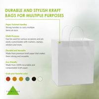 10x6.75x12 White Paper Takeout Bags with Handles