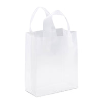 8x4x10 Small Frosted White Plastic Bags with Handles