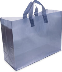 16x6x12 Large Frosted Navy Blue Plastic Bags with Handles