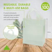 8x4x10 Small Frosted Mint Plastic Bags with Handles