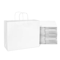 16x6x12 Large White Paper Bags with Handles