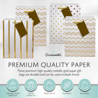 White & Gold Assorted Print Gift Bags