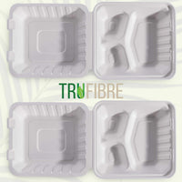 8x8 White Clamshell Containers