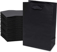 6x3x9 Extra Small Black Paper Bags with Ribbon Handles