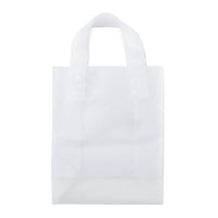 8x4x10 Small Frosted White Plastic Bags with Handles