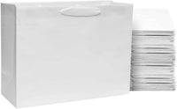 16x6x12 Large White Paper Bags with Ribbon Handles