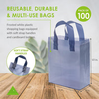 10x5x13 Medium Frosted Navy Blue Plastic Bags with Handles