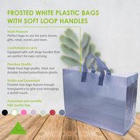 16x6x12 Large Frosted Navy Blue Plastic Bags with Handles