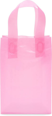 6x3x9 Extra Small Frosted Pink Plastic Bags with Handles