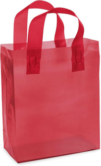 8x4x10 Small Frosted Red Plastic Bags with Handles