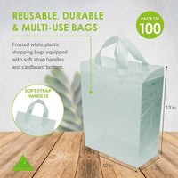 10x5x13 Medium Frosted Mint Plastic Bags with Handles