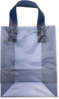 10x5x13 Medium Frosted Navy Blue Plastic Bags with Handles