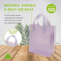 8x4x10 Small Frosted Lilac Purple Plastic Bags with Handles