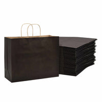 16x6x12 Large Black Paper Bags with Handles