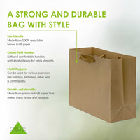 16x6x12 Large Brown Paper Bags with Ribbon Handles