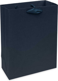 10x5x13 Medium Navy Blue Paper Bags with Ribbon Handles