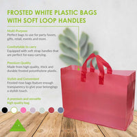 16x6x12 Large Frosted Red Plastic Bags with Handles