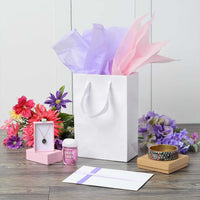 6x3x9 Extra Small White Paper Bags with Ribbon Handles