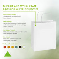 8x4x10 Small White Paper Bags with Handles