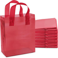 8x4x10 Small Frosted Red Plastic Bags with Handles