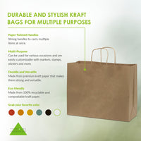 16x6x12 Large Brown Paper Bags with Handles