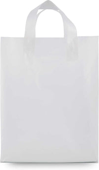 10x5x13 Medium Frosted White Plastic Bags with Handles