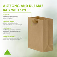 8x4x10 Small Brown Paper Bags with Ribbon Handles