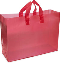 16x6x12 Large Frosted Red Plastic Bags with Handles