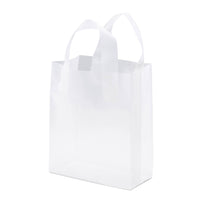 8x4x10 Small Frosted White Plastic Bags with Handles