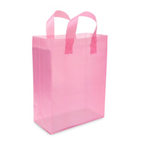 10x5x13 Medium Frosted Pink Plastic Bags with Handles