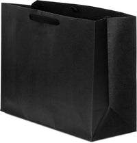 16x6x12 Large Black Paper Bags with Ribbon Handles