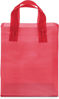 8x4x10 Small Frosted Red Plastic Bags with Handles