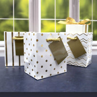 White & Gold Assorted Print Gift Bags