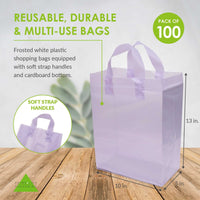 10x5x13 Medium Frosted Lilac Purple Plastic Bags with Handles