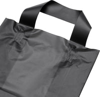 8x4x10 Small Frosted Black Plastic Bags with Handles