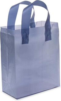 8x4x10 Small Frosted Navy Blue Plastic Bags with Handles