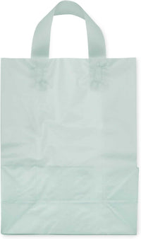 10x5x13 Medium Frosted Mint Plastic Bags with Handles