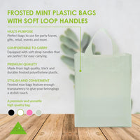 8x4x10 Small Frosted Mint Plastic Bags with Handles