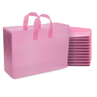 16x6x12 Large Frosted Pink Plastic Bags with Handles