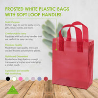 8x4x10 Small Frosted Red Plastic Bags with Handles