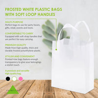 8x4x10 Small Frosted White Plastic Bags with Handles