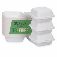 6x6 White Clamshell Containers