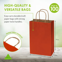 6x3x9 Extra Small Red Paper Bags with Handles