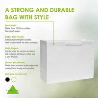 16x6x12 Large White Paper Bags with Ribbon Handles