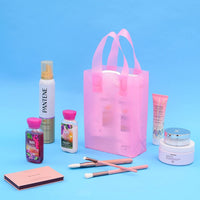 6x3x9 Extra Small Frosted Pink Plastic Bags with Handles